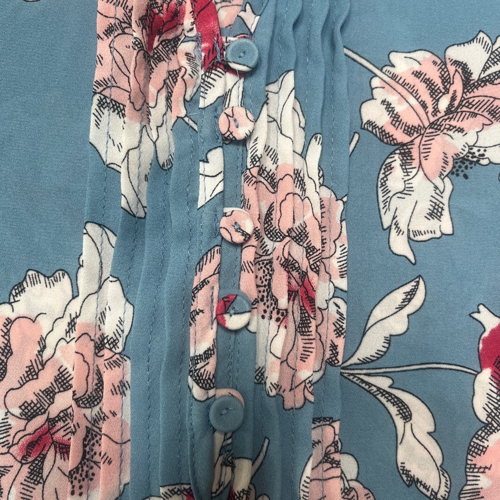 Daniel Rainn Floral Print Blouse Smocked Neckline & Ruffle Sleeves, Small - Picture 7 of 16